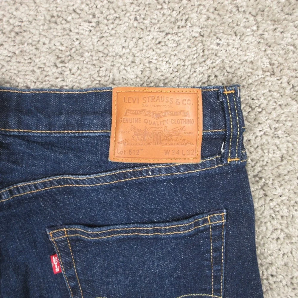 Levis Jeans Mens 34x32 Blue 512 Slim Tapered  Premium Dark Wash Fade Denim Pants